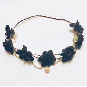 Black floral headband
